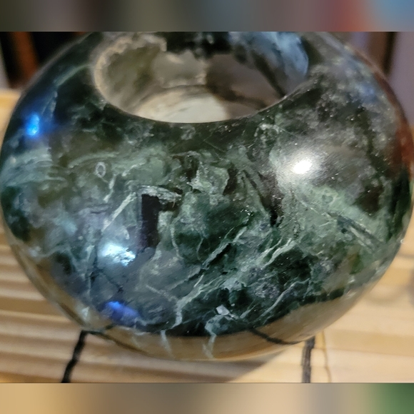 Natural Green Marble Votive Tea Light Candle Holders Stone '80s - Picture 2 of 7